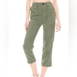 THE GREAT // Army Green Ric Rac Cropped Cargo Pants